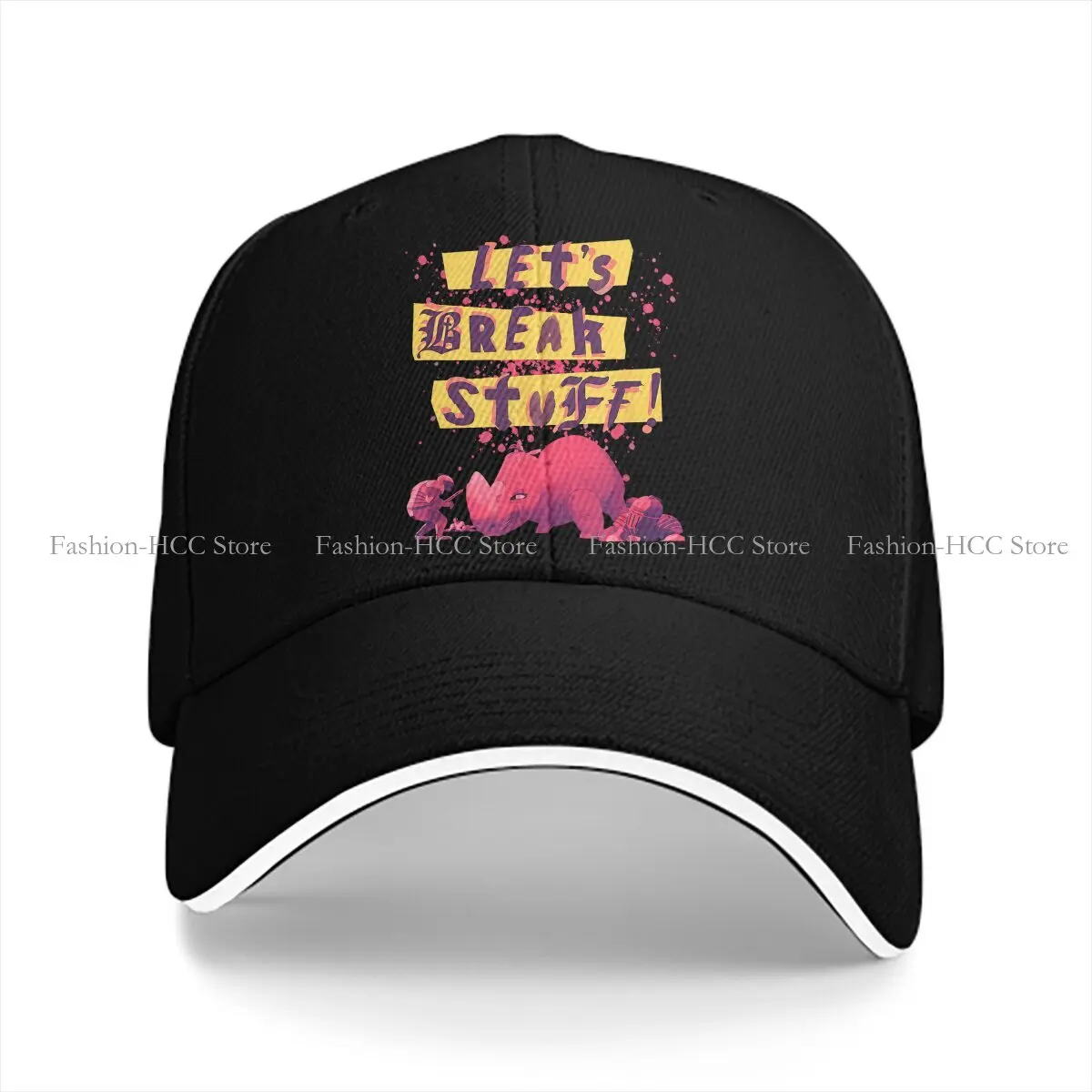 Let's Break Stuff Rhinoceros Rock Splatter Solid Color Baseball Caps Peaked Cap Nimona Monster Girl Sun Shade Hats Men Women