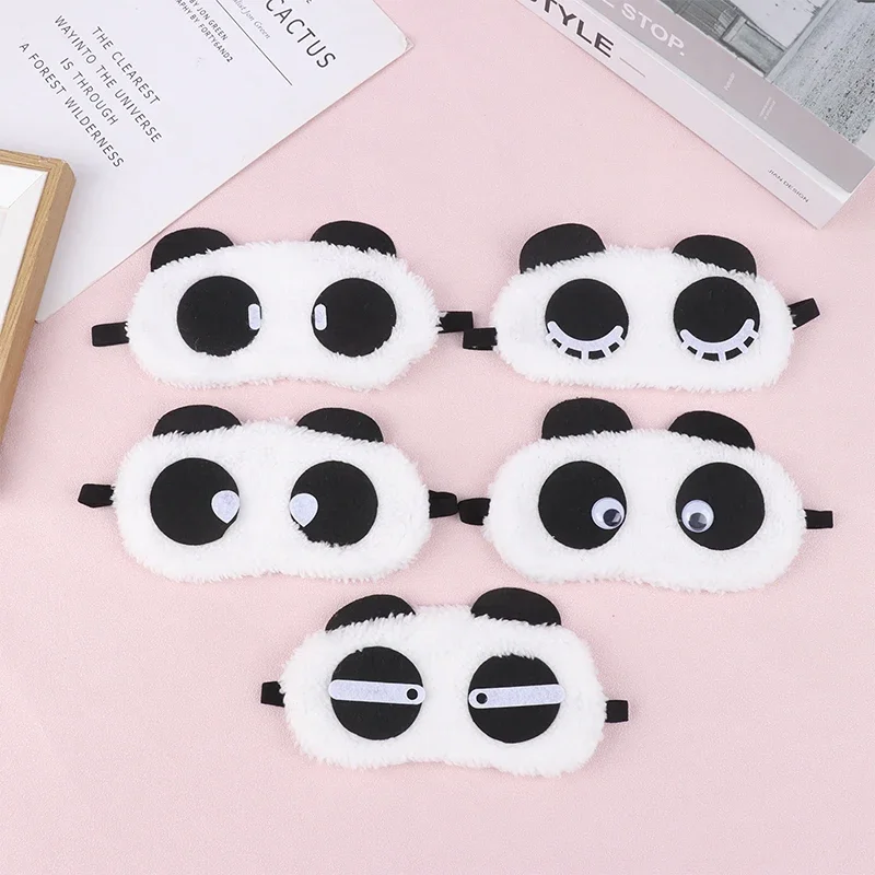 Plush Panda Face Eye Mask Travel Sleeping Soft Plush Eyeshade Portable Sleeping Cover Eye Band Shade Rest Eyepatch