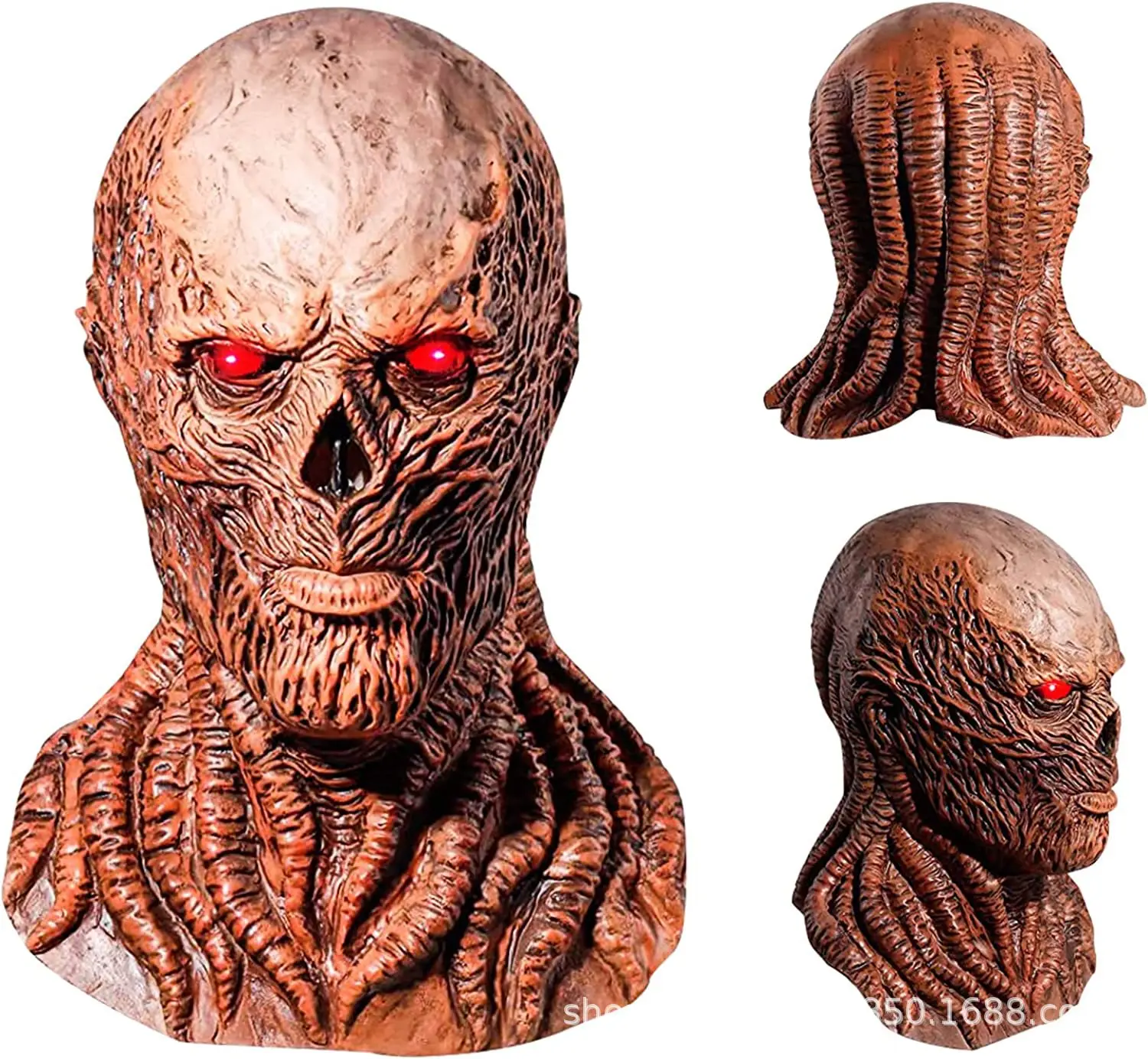 Vecna Cosplay Mask Adult Horror Latex Full Head Helmet with LED Red Eyes Halloween Party Scary Costume