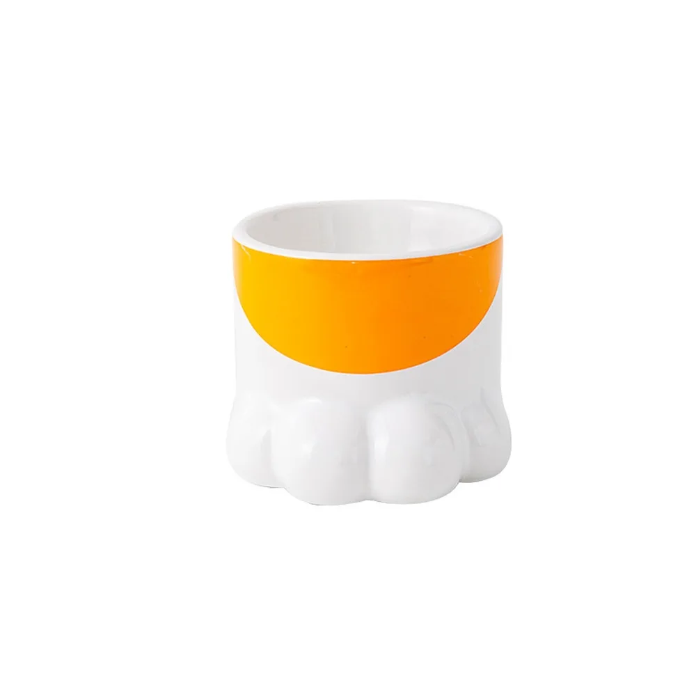 

Cute Claw Shape Ceramic Cat Bowl Slanted Mouth Neck Guard Pet Food Bowl Non-Slip Large Capacity High Foot Bowl For Dogs and Cats