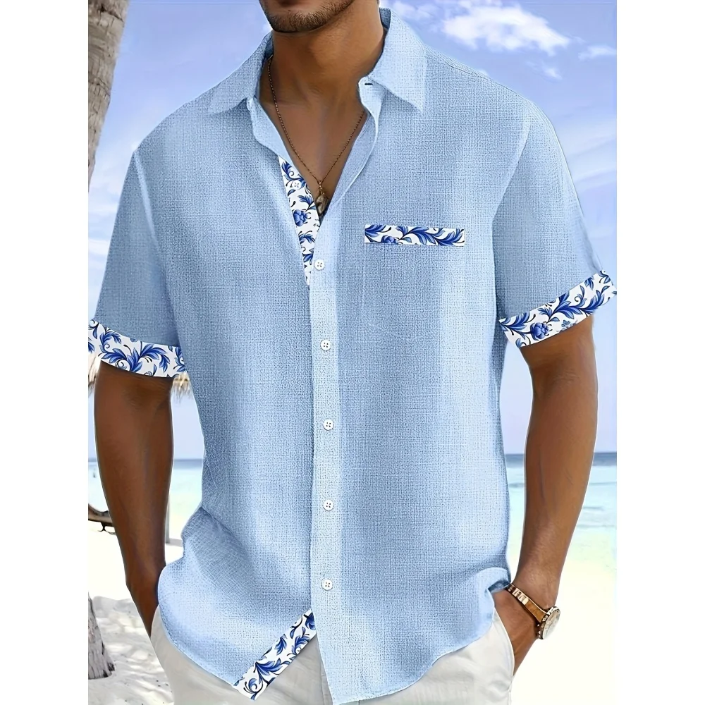 Men's Beach Style Hawaiian Shirt Summer Casual Man Short Sleeve Fashion Print Lightweight Breathable Holiday Party Shirt Tops