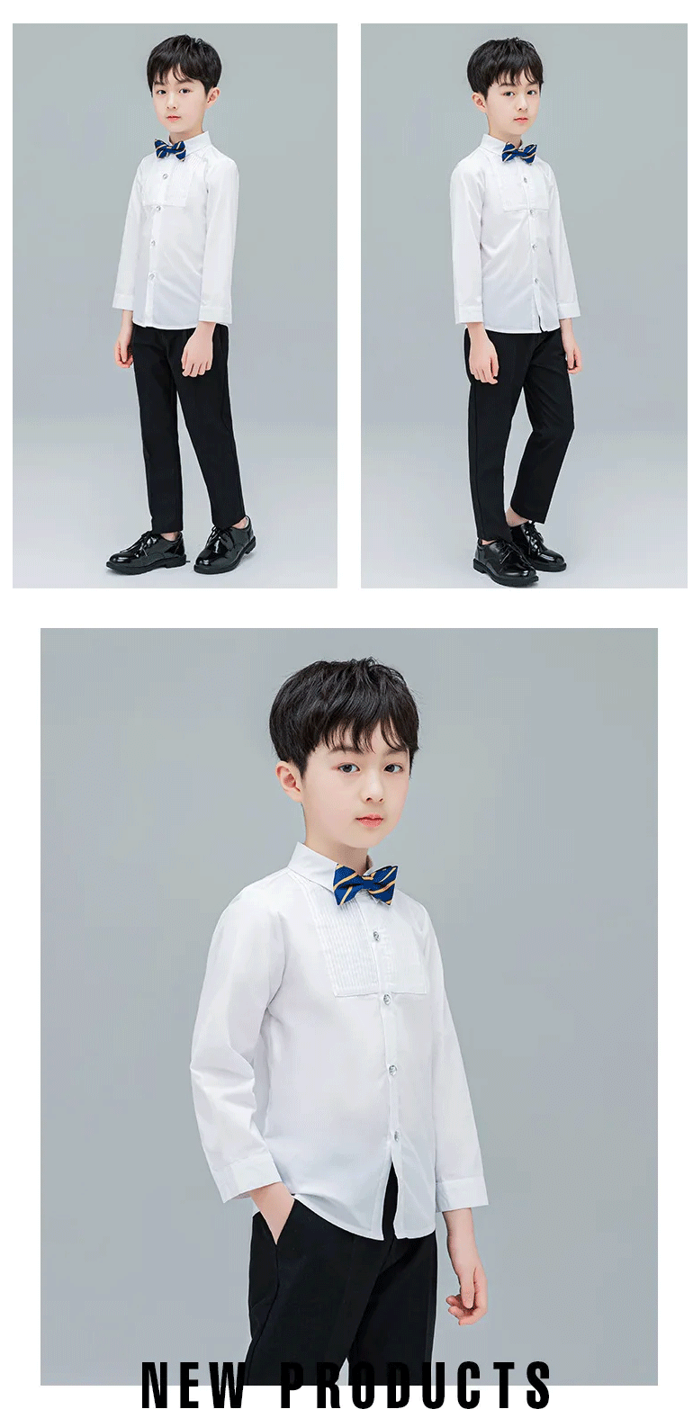 Baby Kleinkind Teenager Kleidung Schuluniform Jungen Shirts Weiß Lange Hülse Drehen-unten Kragen Kinder Shirt Für Jungen Kinder tops – Detail 5