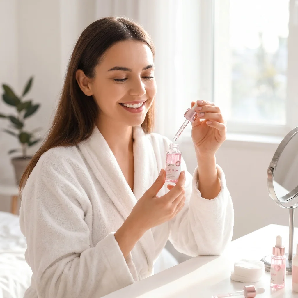 LAIKOU Japan Sakura Serum Niacinamide Vitamin C Hyaluronic Acid Hydrating Brightening Moisturizing Facial Skin Care Essence