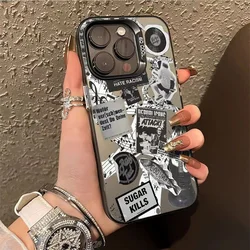 Newspaper Guitar Electroplate Silver IMD Phone Cover for Iphone 16 Pro Case 15 14 13 12 11 XS Pro Max Plus XR XS 7 8 Plus Cover