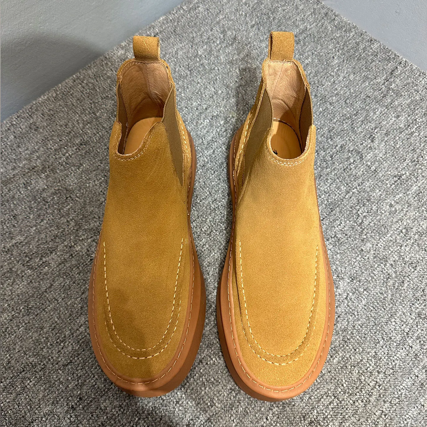 أحذية تشيلسي من جلد نوبوك للرجال لخريف وشتاء، أحذية كلاسيكية بريطانية عالية الجودة للكاحل بنعل مكتنز وبوت كاجوال ناعم غير قابل للانزلاق #2