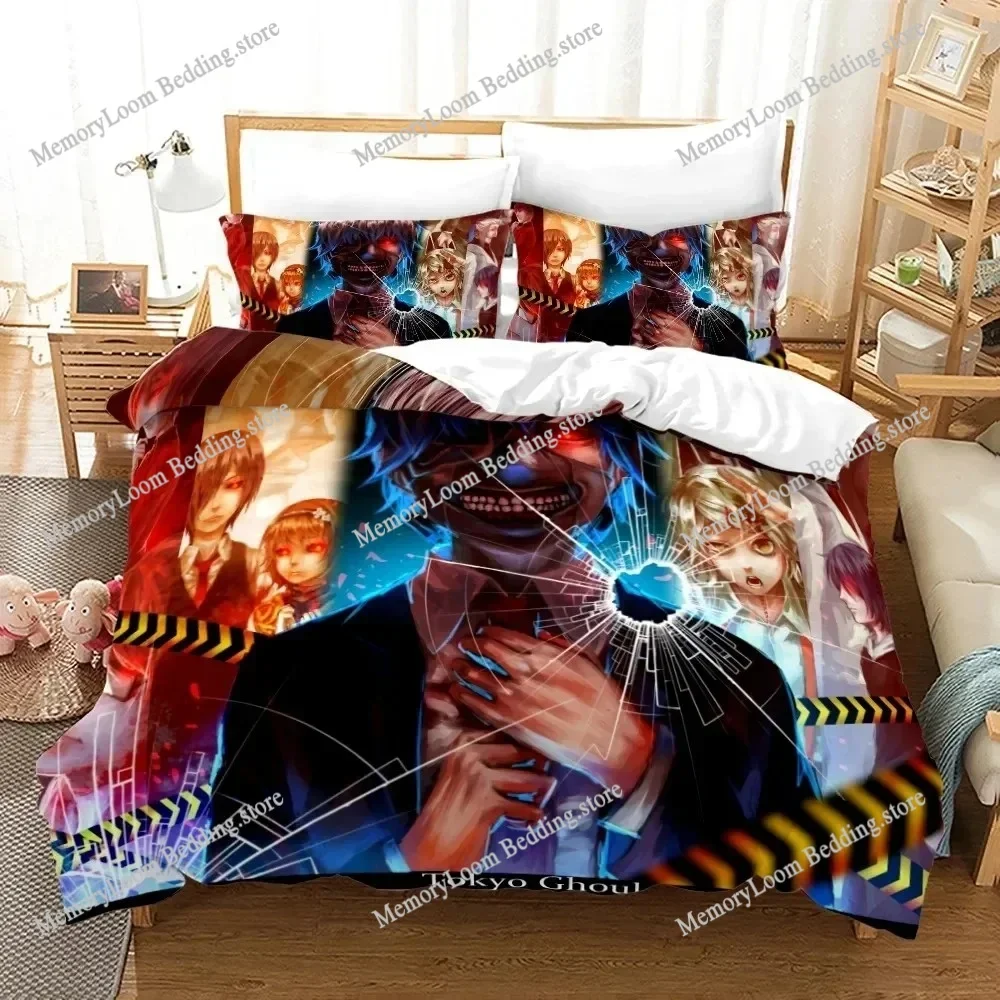 3D Print Anime Tokyo Ghoul Bedding Set Duvet Cover Bed Set Quilt Cover Pillowcase Comforter king Queen Size Boys Adult Bedding