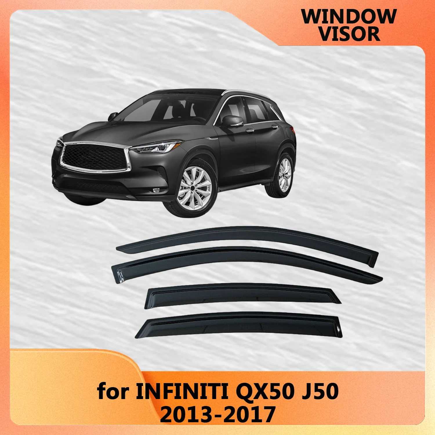 

Window Visor for INFINITI QX50 J50 2013 2014 2015 2016 2017 Weathershied Door Visor Wind Sun Rain Guards Side Outside-Mount Tape