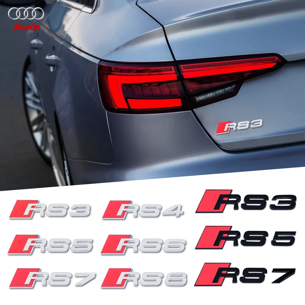 Car Body Rear Trunk ABS Emblem Sticker Decoration Accessorie for Audi A3 A4 B8 8P 8V B6 A5 A6 TT RS3 RS4 RS5 RS6 RS7 RS8 Badge