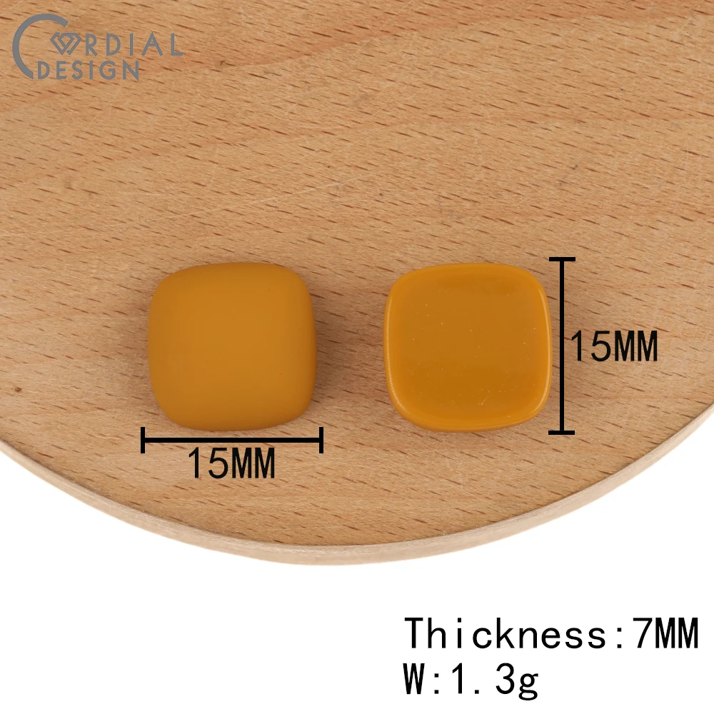 تصميم ودي 15*15 مللي متر 200 قطعة إكسسوارات مجوهرات/خرز أكريليك/تأثير مطاطي غير لامع/شكل مربع/يدوية الصنع/صنع خرز ذاتي الصنع #3