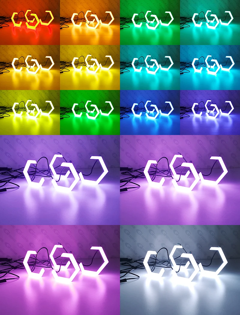For Kia Sorento UM 2015 2016 2017 2018 2019 2020 Day Light Ultra Bright Dynamic Multi Color RGB LED Angel Eyes Hex Halo Rings