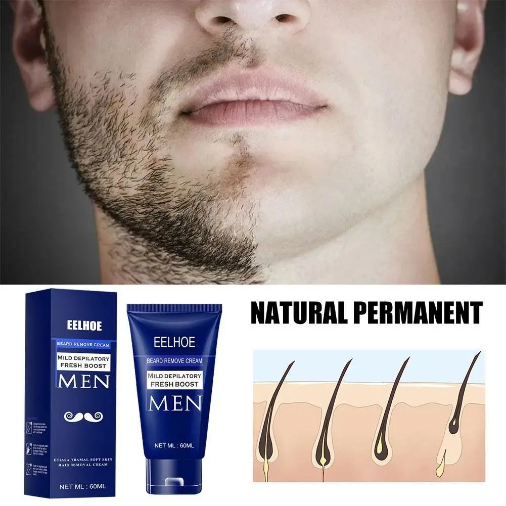 Best Professional Men Beard Hair Removal Cream Permanent Hair Growth Removal Inhibitor Spray Gentle Beard Depilatory Care Cream