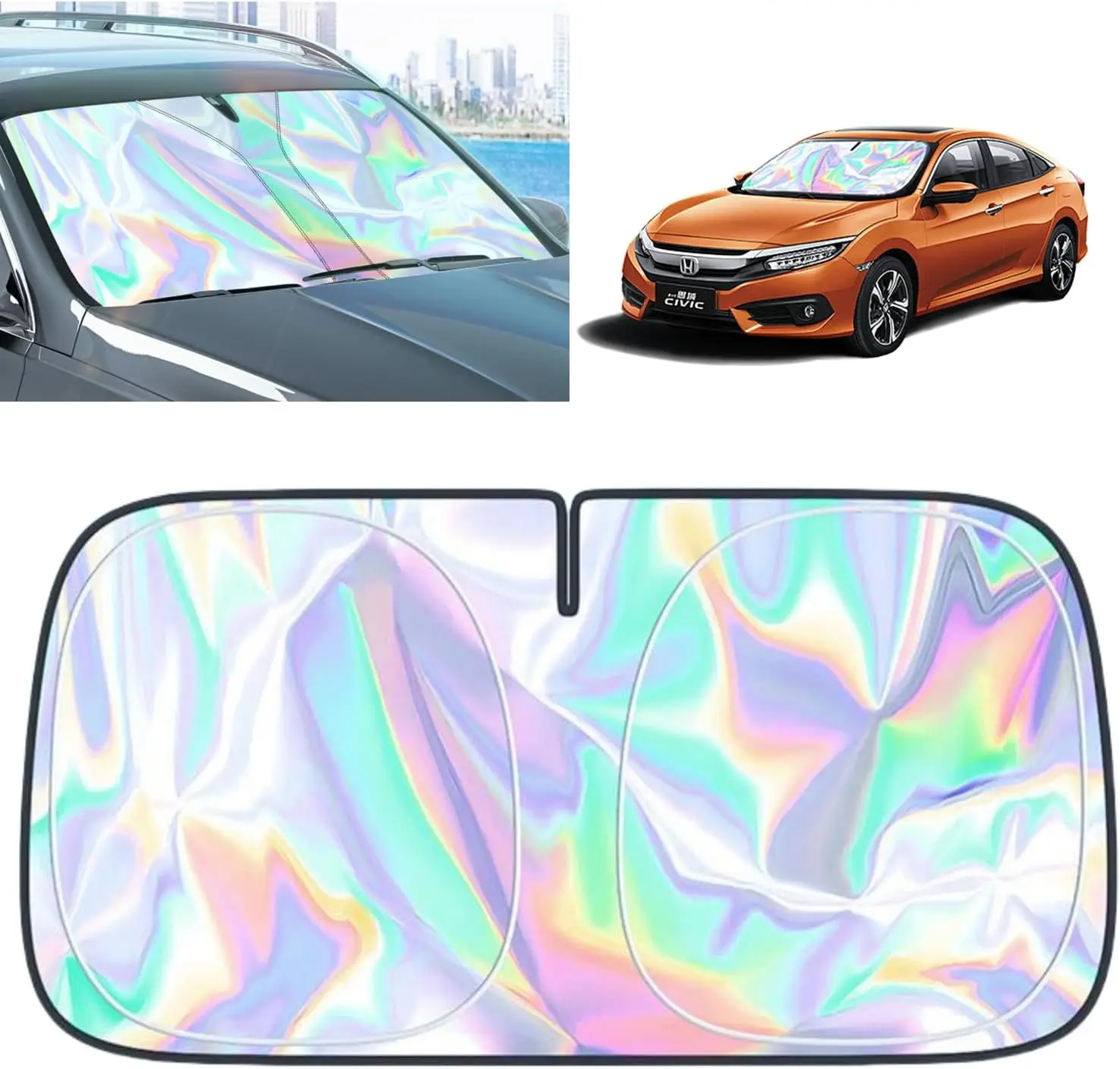 

Солнцезащитный козырек на лобовое стекло для Honda Civic - складной солнцезащитный козырек на лобовое стекло Civic 2007-2025, аксессуары для защиты автомобиля от солнечных лучей