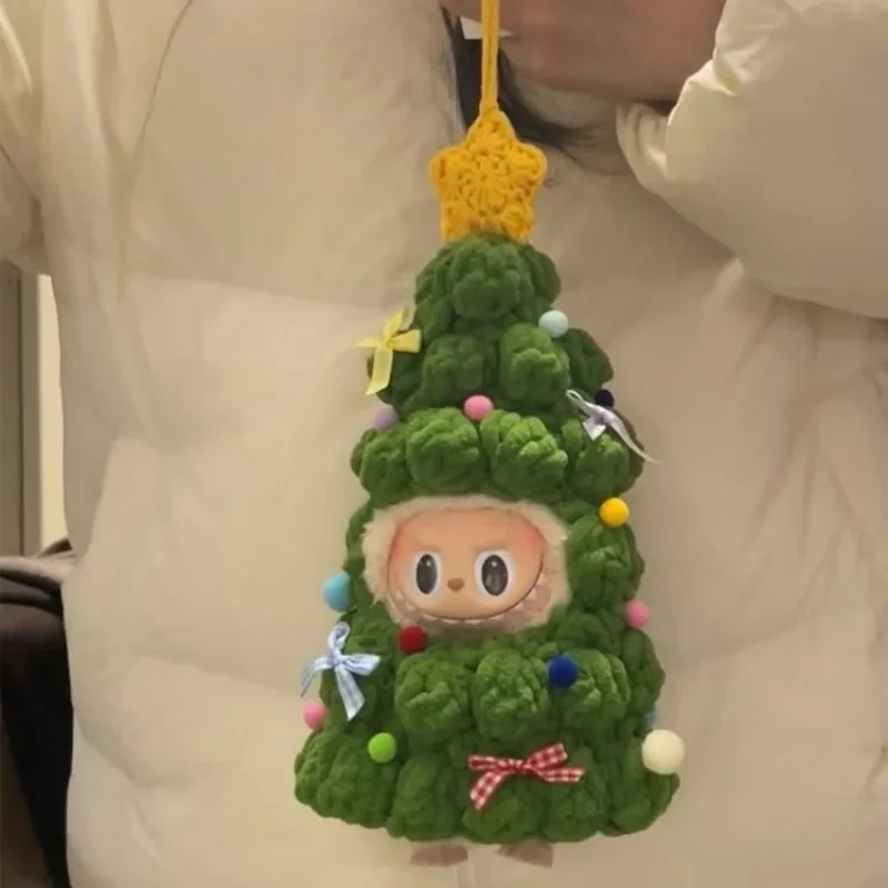 New DIY Handmade Material Package Soft Knitted Crochet Doll Clothes for 17CM Labubu Cute Christmas Tree Shape Outfit Xmas Gifts