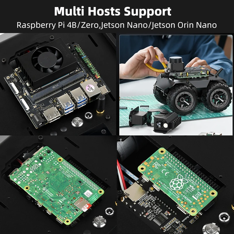 WAVE ROVER Flexible And Expandable 4WD Mobile Robot Chassis Onboard ESP32 Module Fit for Raspberry Pi 4B Zero Jetson Orin Nano