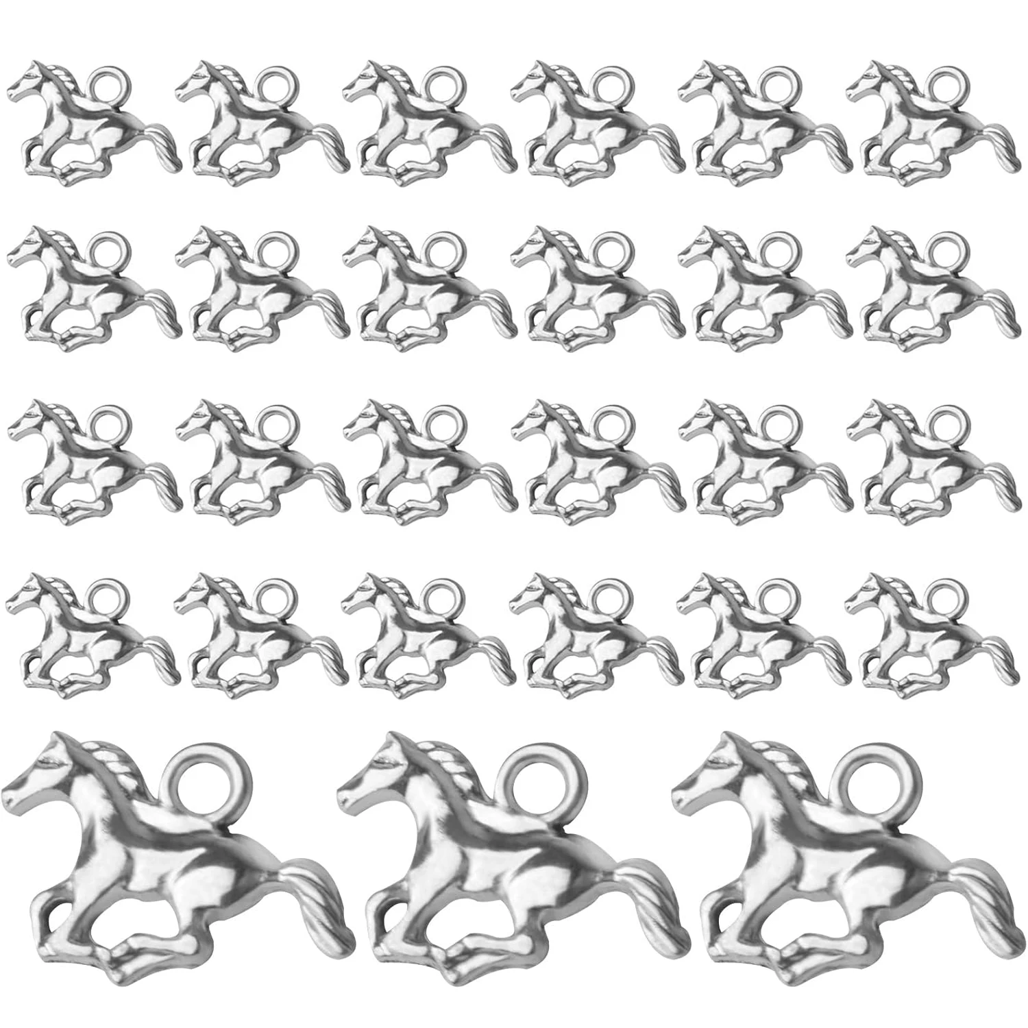 

50 шт. подвесок-шармов в виде лошадей, тибетские подвески из сплава, бусины-шармы в виде животных для конного спорта, для изготовления браслетов и украшений своими руками