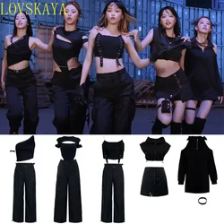 Kpop Girl Group Jazz Dance Costumes Crop Tops Hip Hop Trousers Outfits Women Nightclub Singer Stage Performance Festival Clothes