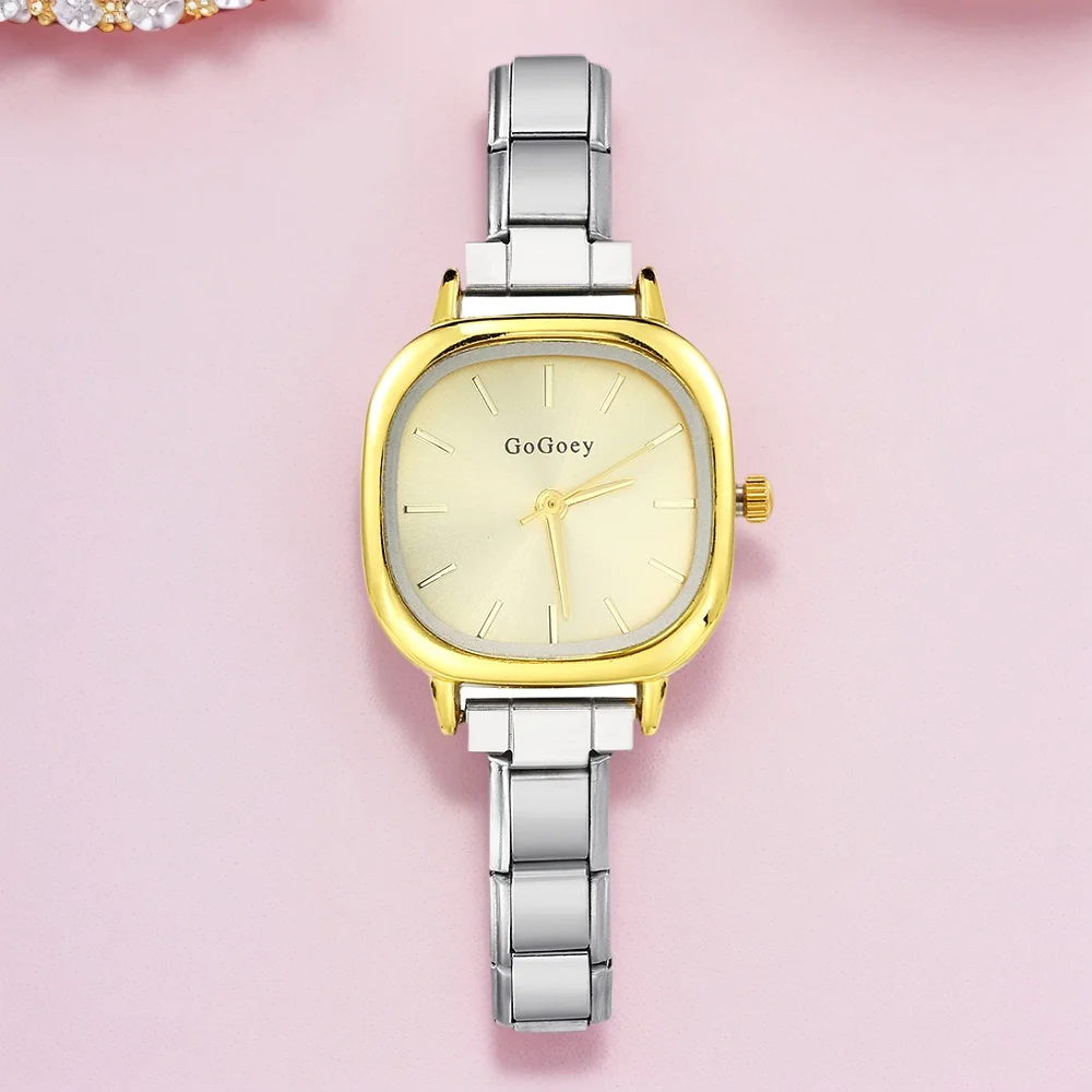 

Модные легкие роскошные квадратные кварцевые часы с ремешком из нержавеющей стали, ширина 9 мм, дизайн для женщин и мужчин, наручные часы, подарки на день рождения