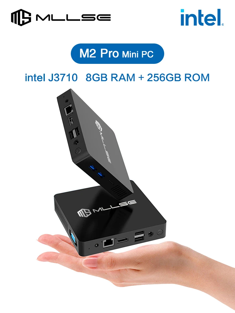 MLLSE M2 Pro Mini PC, Intel J3710 processor, 8GB RAM, 256GB ROM, Wi-Fi 5, BT 4.2, Windows 10 Mini-desktopcomputer - afbeelding 2