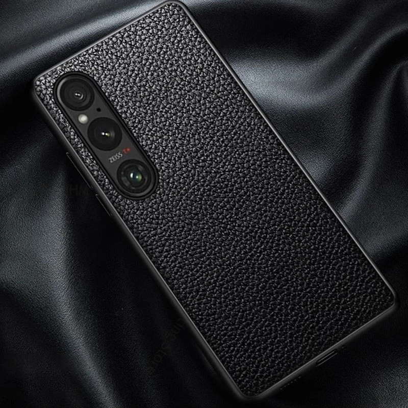 غطاء هاتف حافظة جلدية ليتشي مقاومة للصدمات لهاتف سوني اكسبيريا 1 السابع غطاء حماية رفيع للغاية لهاتف اكسبيريا 1 VI 1iii 1vii كابا