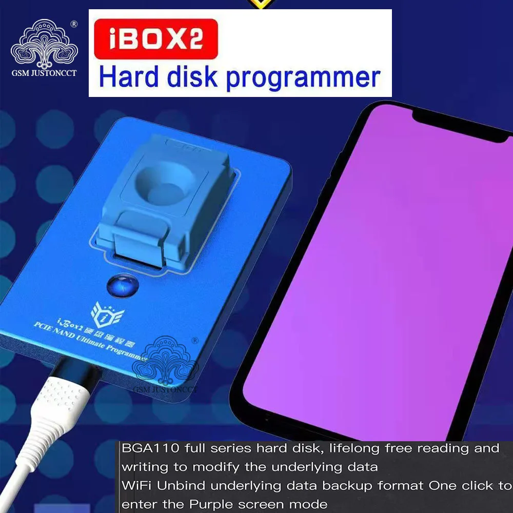 IBOX2 BGA110 Programmer iBox for iPhone SE-11 Pro Max ipad NAND SYSCFG Data Modification Write One Key Purple Screen Unbind WiFi