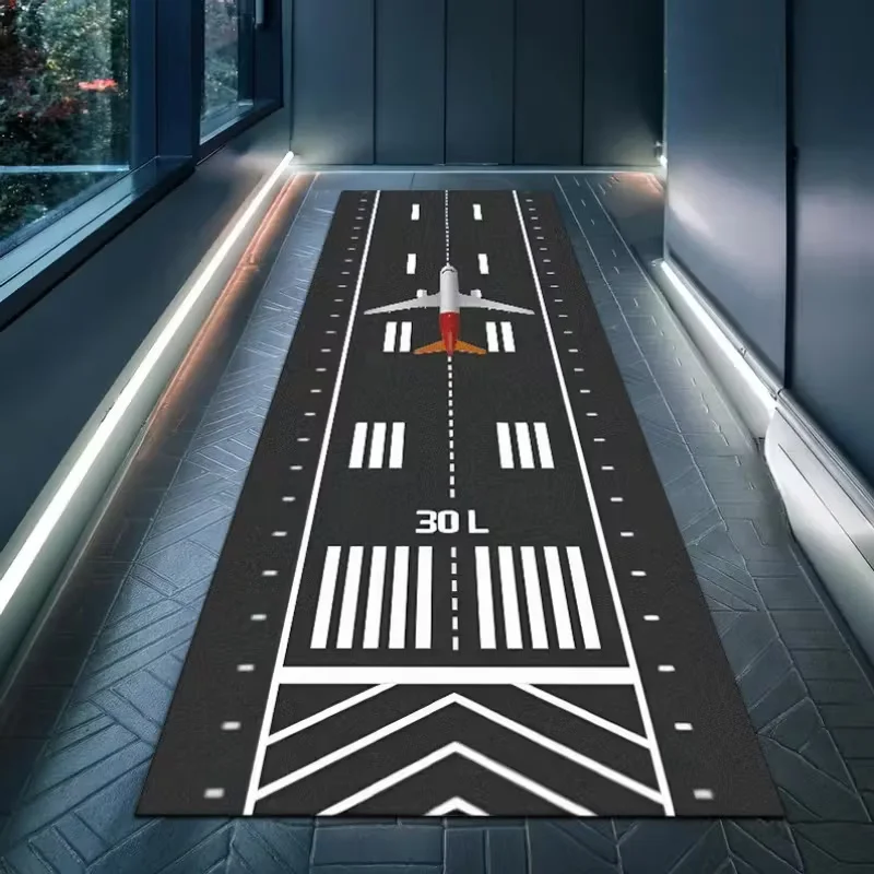 Airplane Runway Carpet Airport Runway Design Living Room Bedroom Corridor Long Strip Floor Mat Home Decoration Carpet