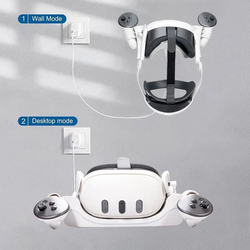 Charging Dock For Meta Quest 3 Accessories VR Headset Wall-Mounted And Desktop Display Holder Charger Station With LED Indicator