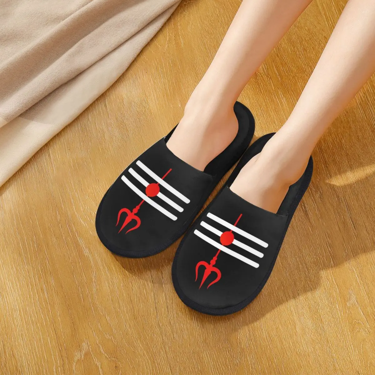 Custom Shiva Hindu God India Lingam Shiva Trishul  Slippers Memory Foam Warm Soft Women House Slipper Indoor Fluffy Shoes