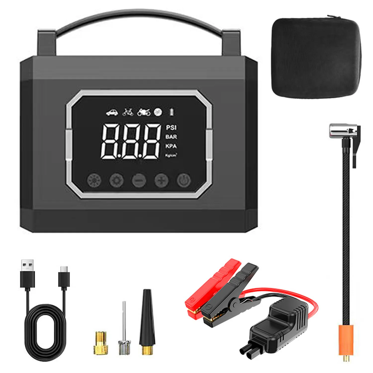 6000mAh 160PSI Air Compressor Tire Inflator Jump Starter Air Compressor 12V Car Jump Starter Engine Air Pump Inflatable Pump