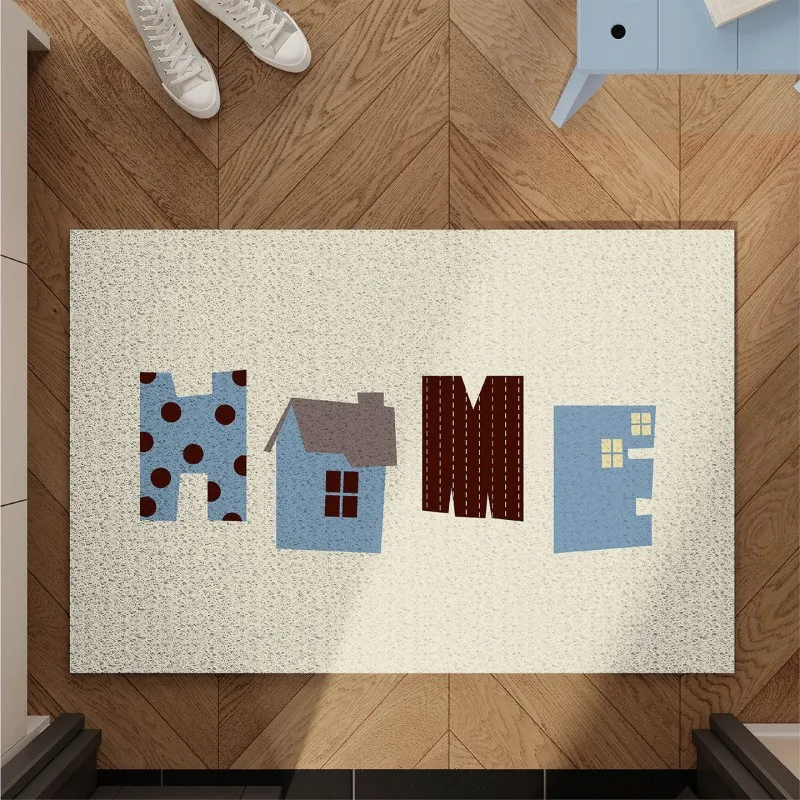 VIKAMA Minimalist “Home” House-Print Doormat: Noise-Reducing and Non-Slip, Perfect for Entryways and Children's Rooms