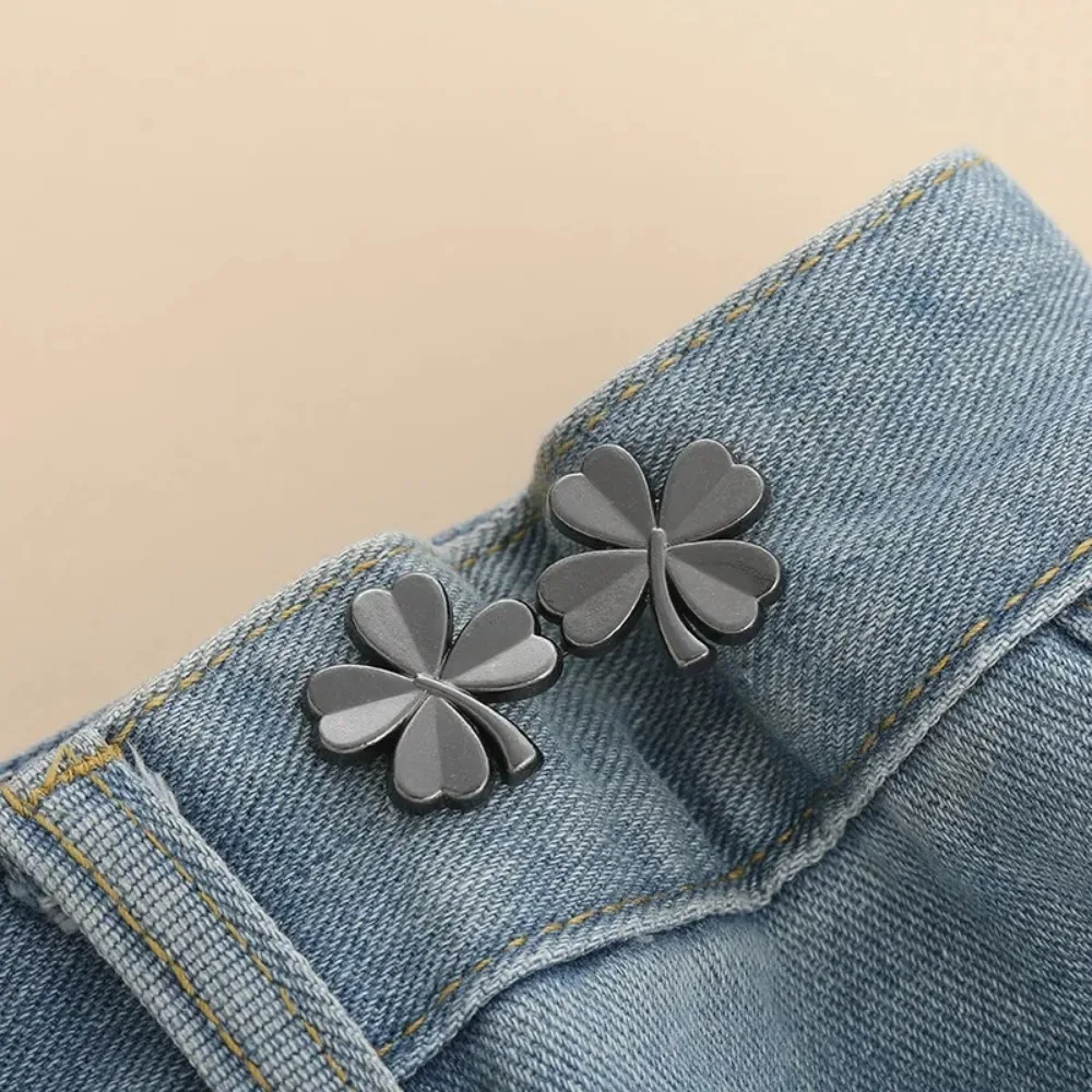 5PCS DIY Four Leaf Clover Tighten Waist Button Detachable Metal Adjustable Waist Clip Reduce Waist Pants Pin Pants