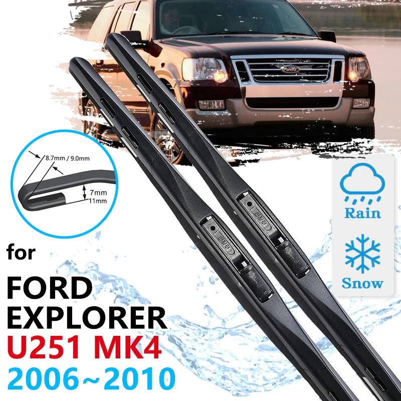 Car Front Wiper Blades For Ford Explorer U251 Mk4 2006 2007 2008 2009 2010 Cleaning Windshield Windscreen Brushes Accessories