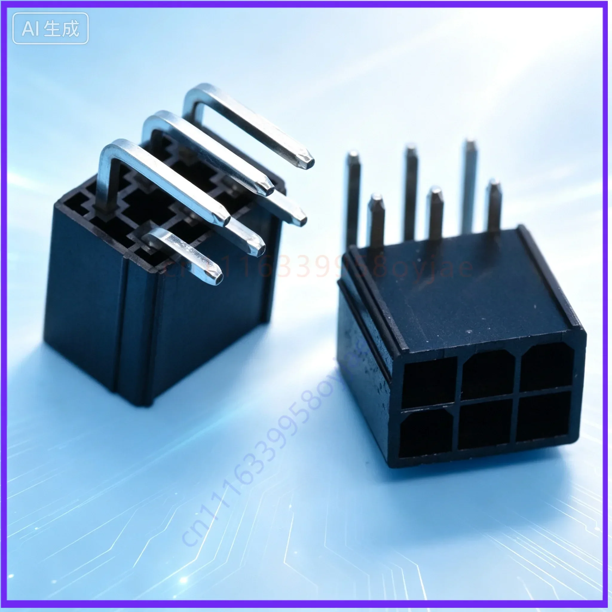 Socket for Graphics Card 6P Black 6Pin Bent Pin Connector PC Chassis  100pcs