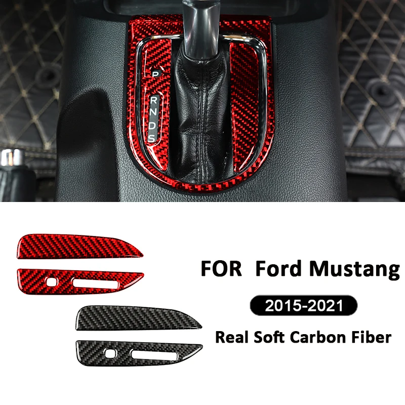 

Carbon Fiber Car Central Console Gear Shifter Inner Panel Cover Trim Interior Decoration Sticker For Ford Mustang 2015-2021