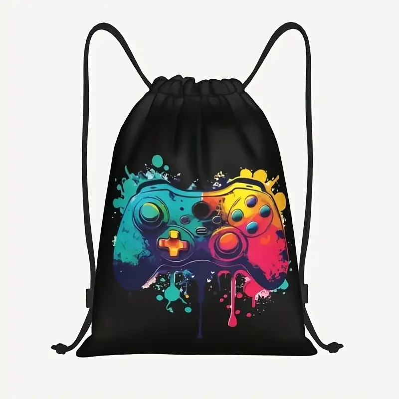 Leichte Kordelzugtasche mit Game-Controller-Aufdruck, langlebig und verschleißfest, universelle Aufbewahrungstasche für Schule und Reisen – Detail 1