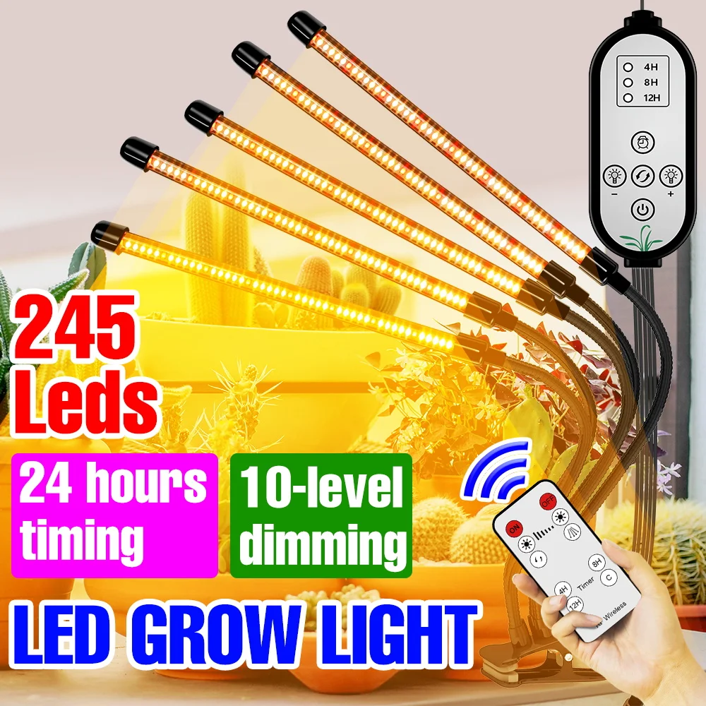 

Led Plant Grow Light USB Phyto Lamp Clip Greenhouse Hydroponics Lights Full Spectrum Indoor Cultivation Tent Box Timing Dimmable