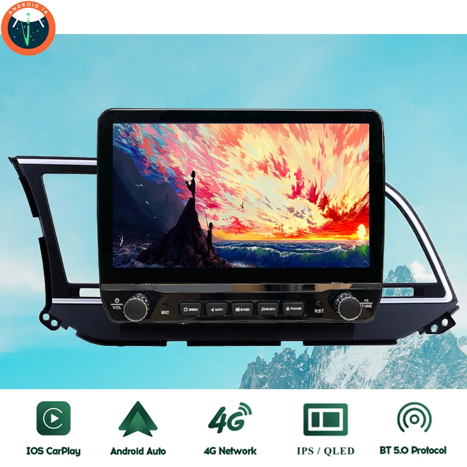 For Hyundai Elantra 2016 2017 2018 Carplay Auto Car Radio FM AM Music Stereo GPS Monitor DVD Tape Recorder 4G Lte WiFi RDS DSP