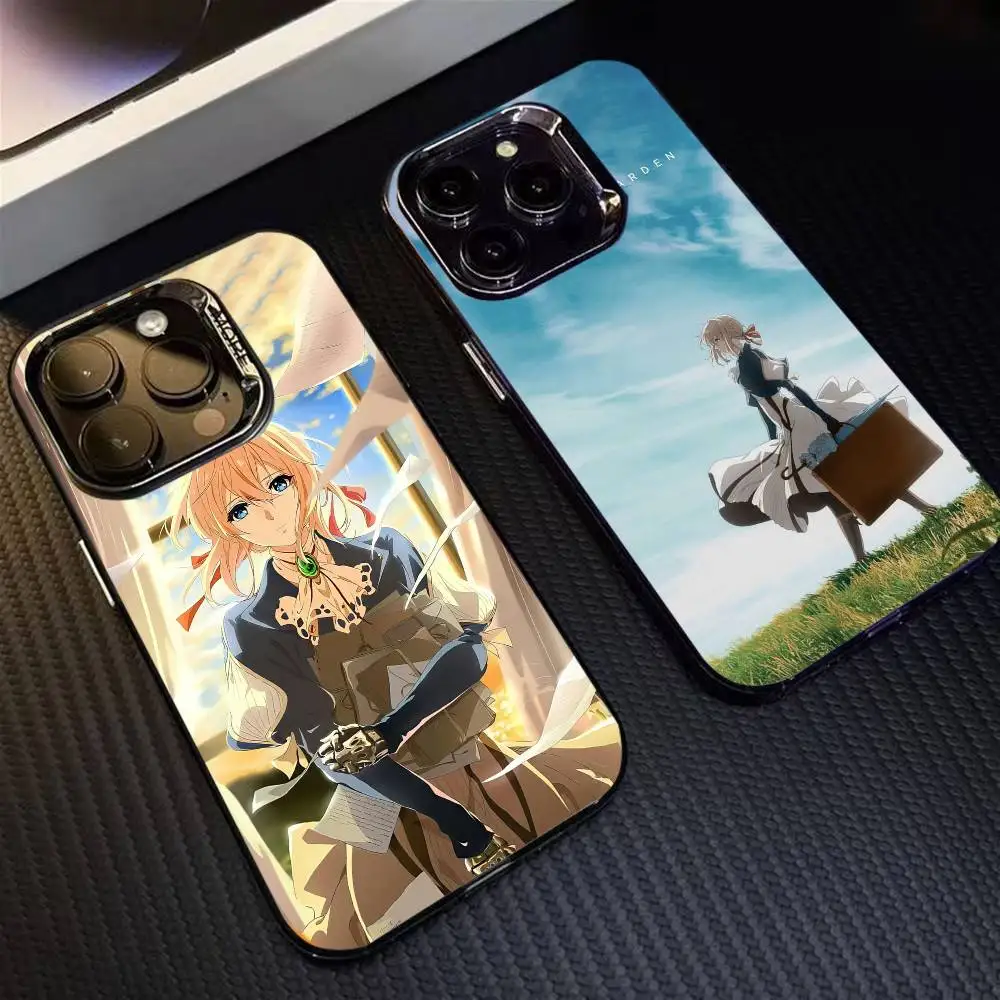 

V-Violet E-Evergarden Phone Case For iPhone 16 17 15 14 12 13 Pro Max Black Color Shockproof Cover