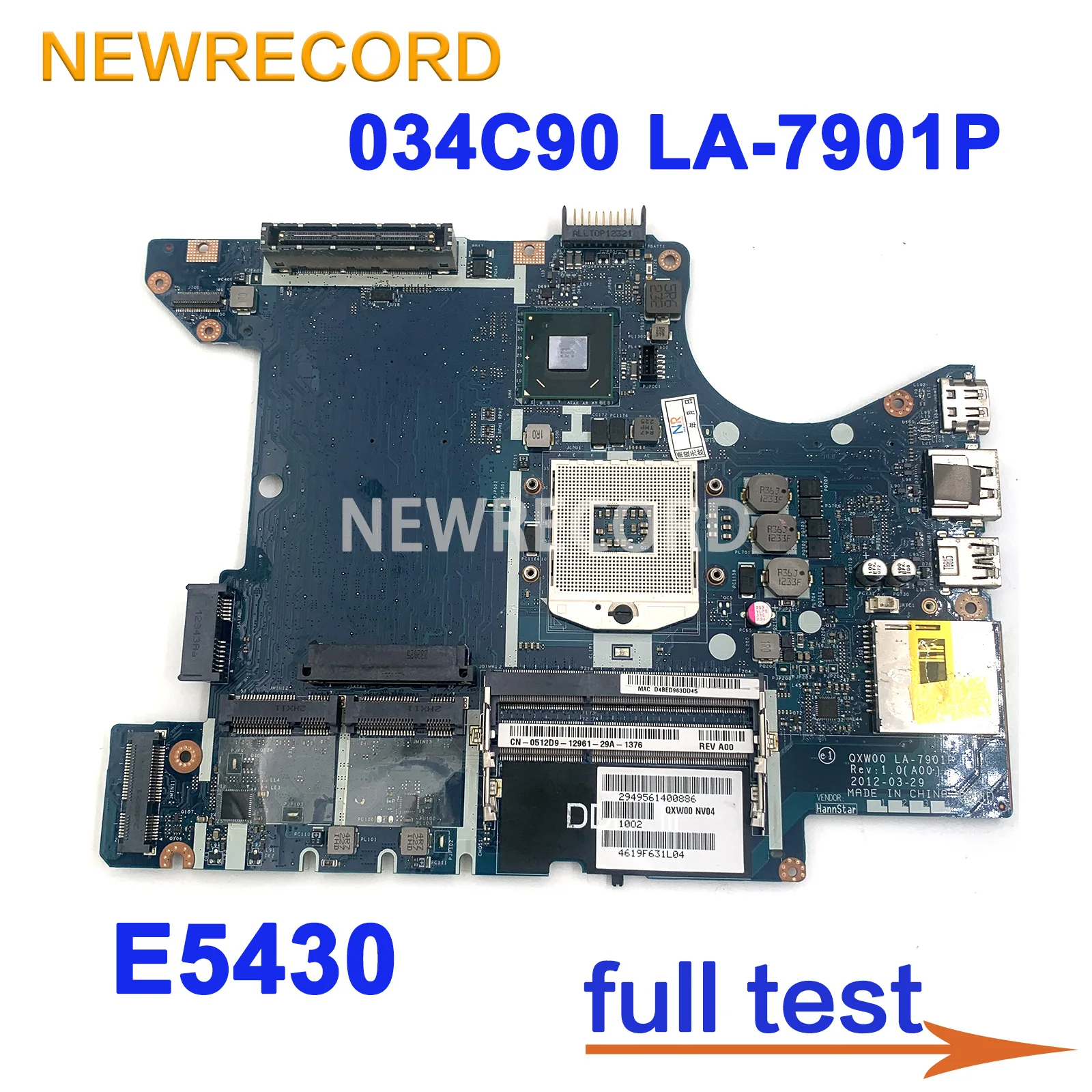 

For DELL Latitude E5430 Laptop Motherboard 034C90 LA-7901P SLJ8C DDR3 Notebook Mainboard