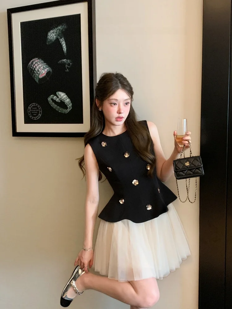 

Женский укороченный топ Fene Miu с пайетками, приталенный, с круглым вырезом, для повседневной носки, премиум-класса