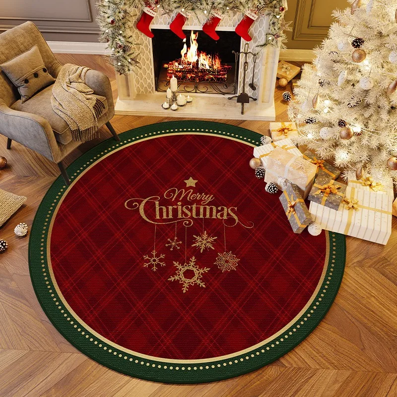 Christmas Round Living Room Carpets Cute Cartoon Children's Bedroom Carpet Red Green Home Decoration Rug Cookie Man Pattern Rugs