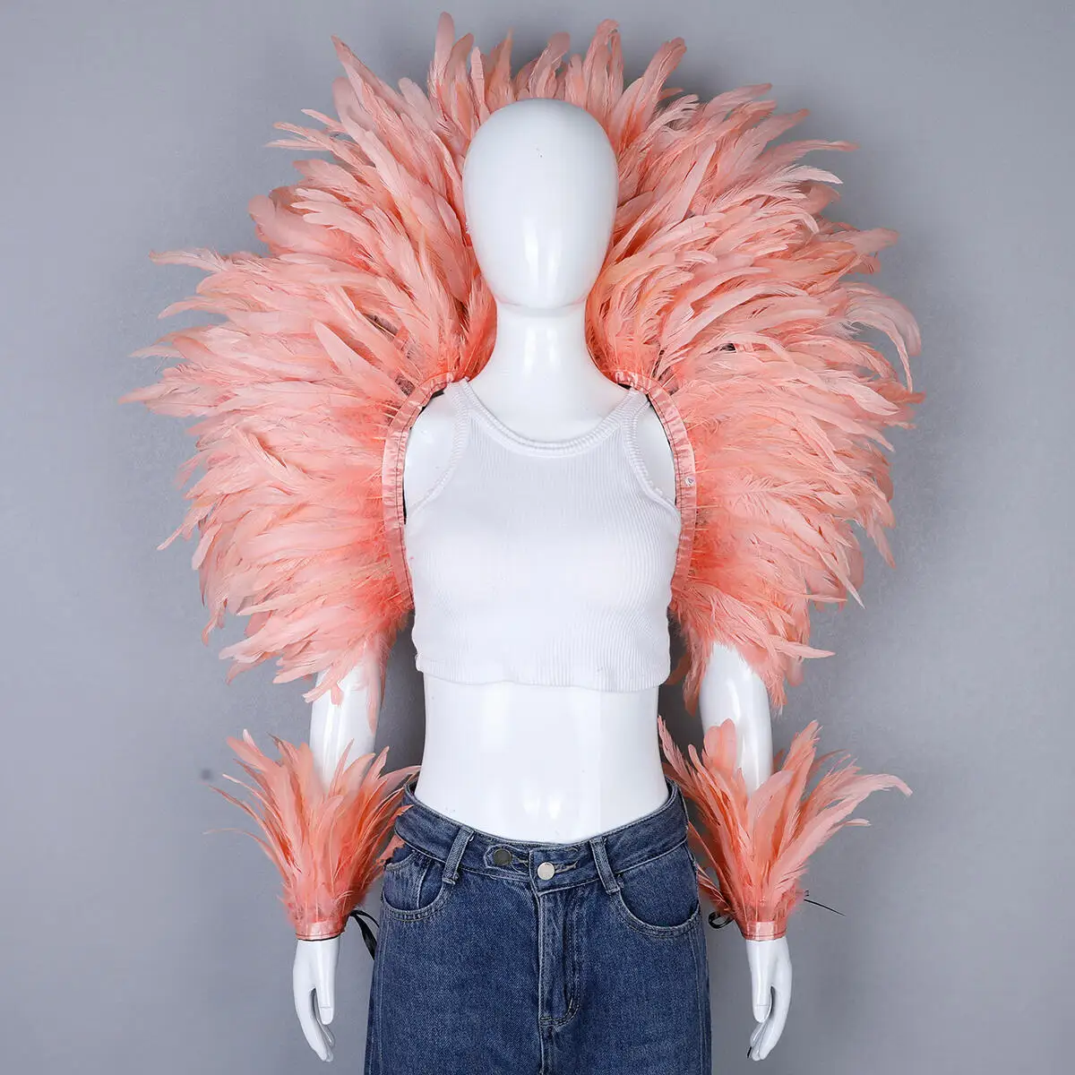 Party Karneval Elegante Damen Schal 2-teiliges Set Cosplay Feder Punk Halloween Masken Ball Feder Punk Karneval Party Set neue – Detail 17