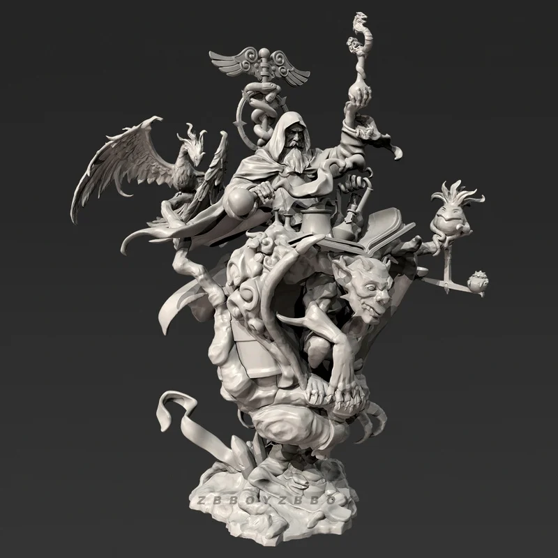 

80mm 110mm Mysterious Magician Resin Model Figure Gk Micro Miniature 3d Printed White Model Toy Unassembled And Unpainted Kit