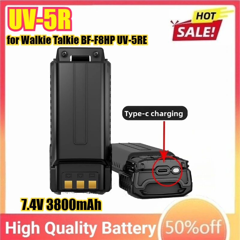 

7.4V 3800mAh UV-5R Battery for Walkie Talkie BF-F8HP UV-5RE UV5R BF-F9 5RB 5RL GT-5R Radios Extended
