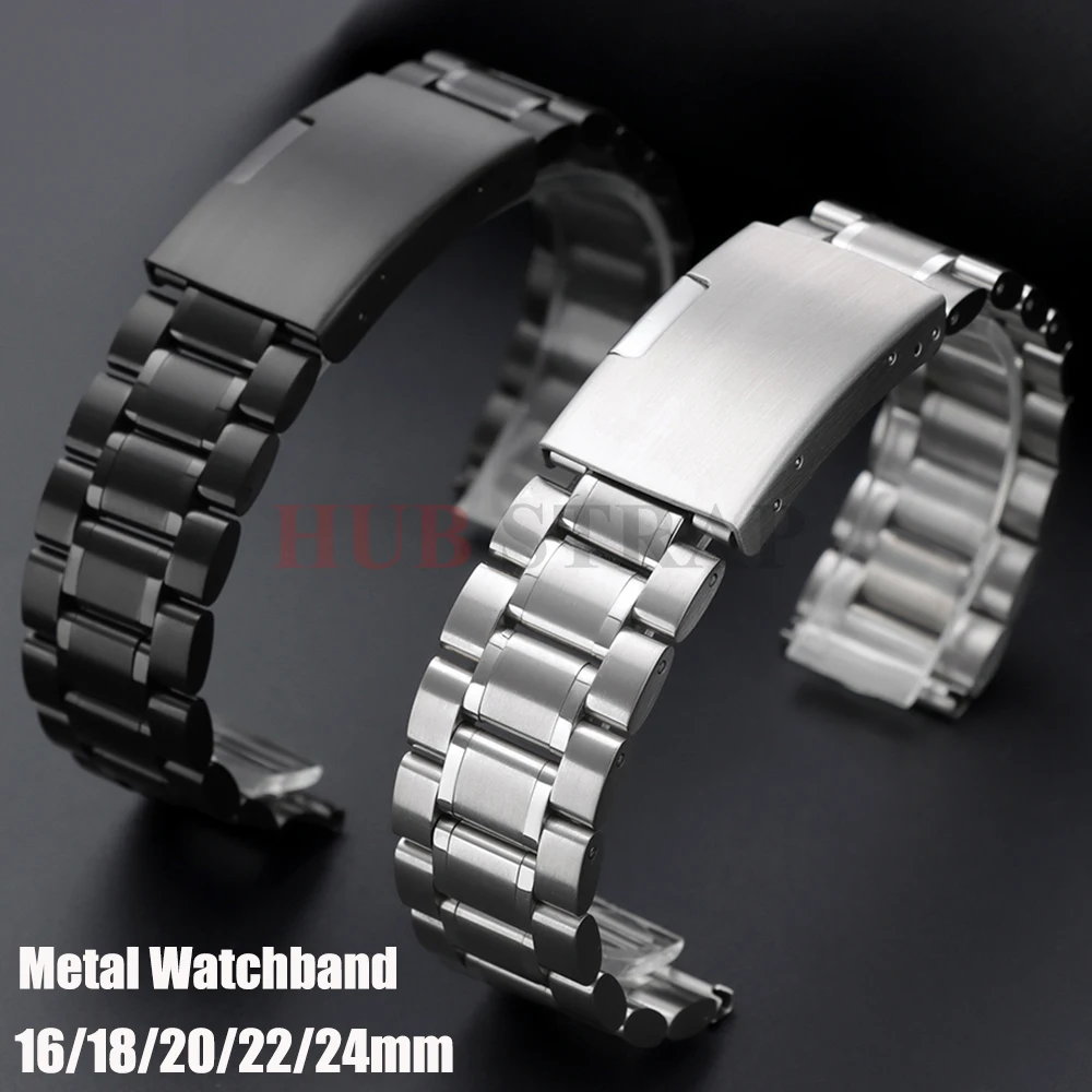 Edelstahl-Uhrenarmband 16mm 18mm 20mm 22mm 24mm Business-Uhrenband Metallarmband für Herren und Damen Ersatz für Samsung für Seiko