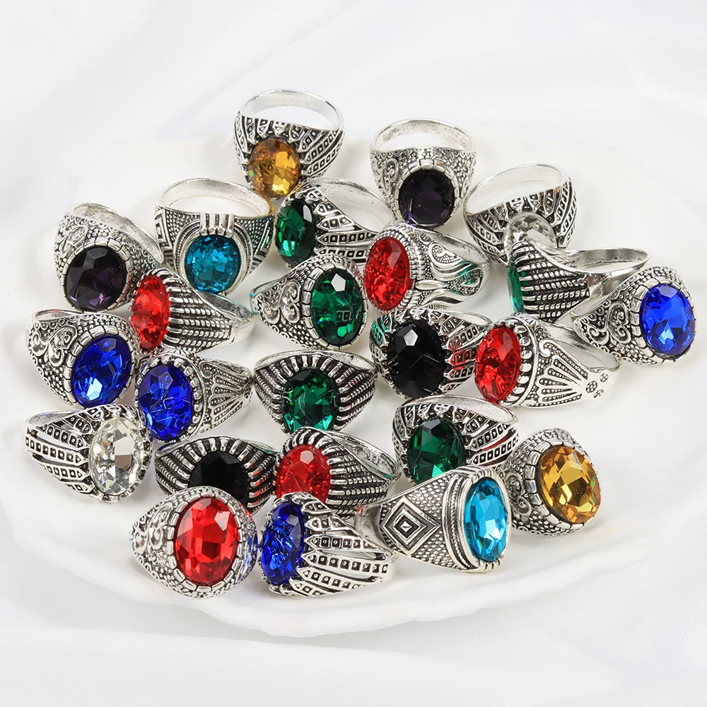 خاتم عتيق من حجر الكريستال الشفاف ، سبيكة ، مجوهرات حفلات الزفاف ، بيع بالجملة ، 40 ساحر