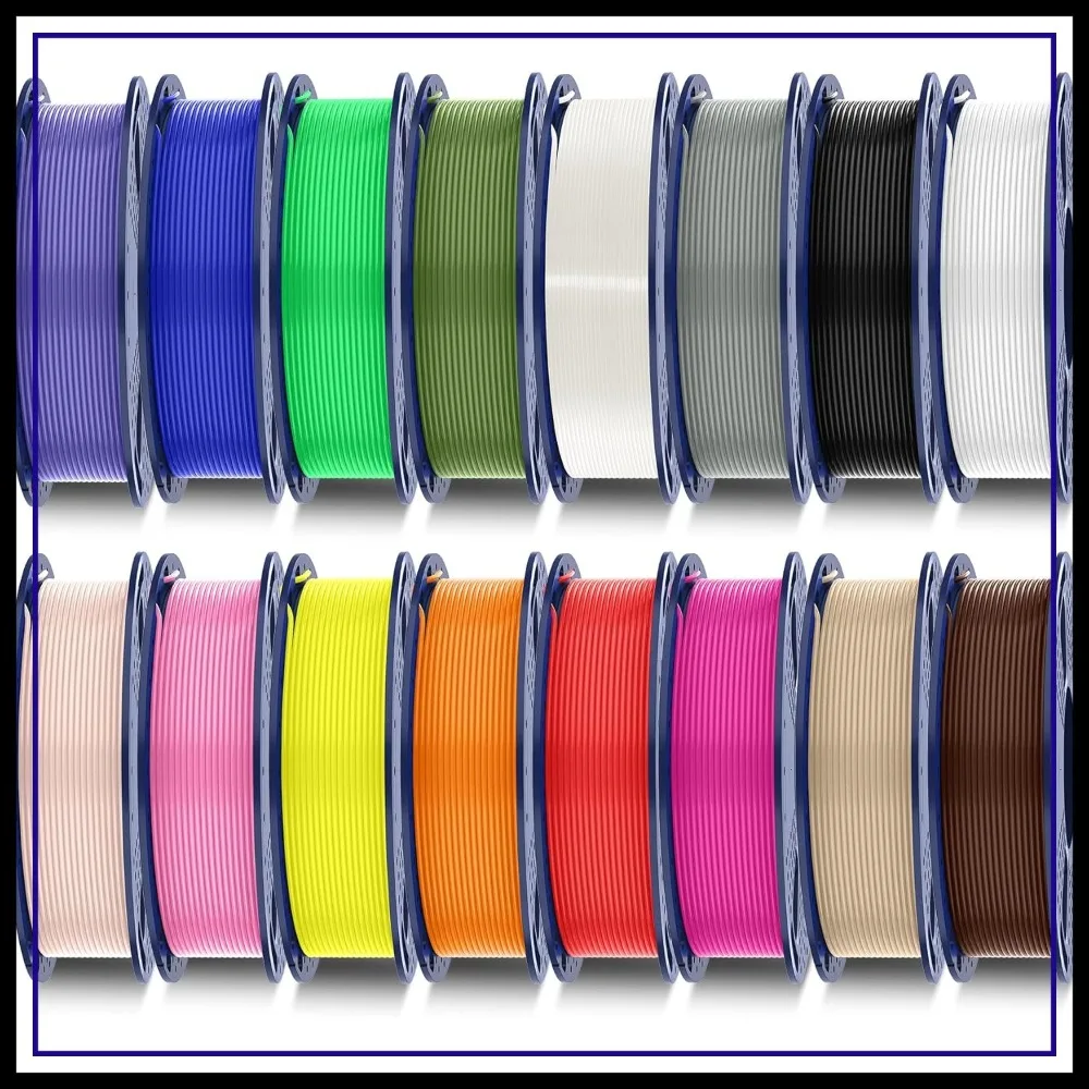 

16 Color PETG Filament Bundle Multicolor, 1.75mm 3D Printer Filament, Individually Vacuum Packed, 0.25kg per Spool, 4kg Total, 16 Pack (15 Solid + 1 Transparent)
