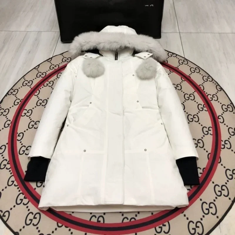 MO * SE KNUCKL * S Solid Color Windproof Crop Puffer Jacket Winter Thick Short Style 90% White Goose Down Female Jacket Womans C