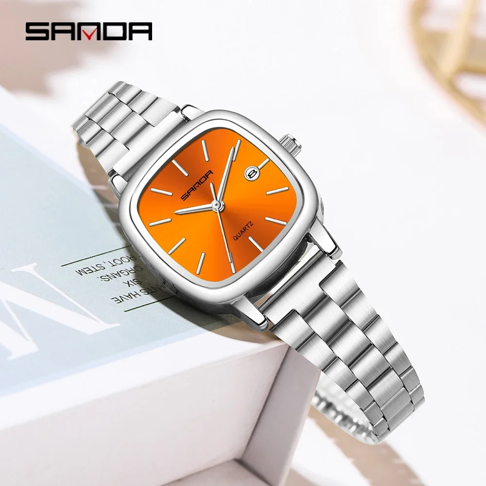 2026 Sanda 3278 Couple Quartz Watch Men's and Women's Square Watch 3ATM Waterproof Calendar Simple and Elegant Women's Watch