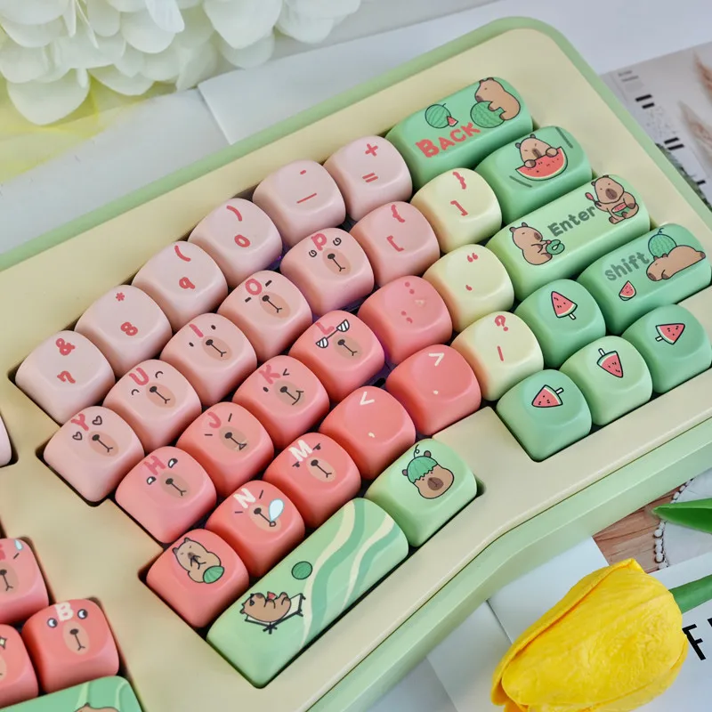 

Capybara Keycaps English MOA Profile DYE-SUB PBT Material 120 Keys for All MX 60/66/75/84/87/99/108 Mechanical Keyboard Decorate