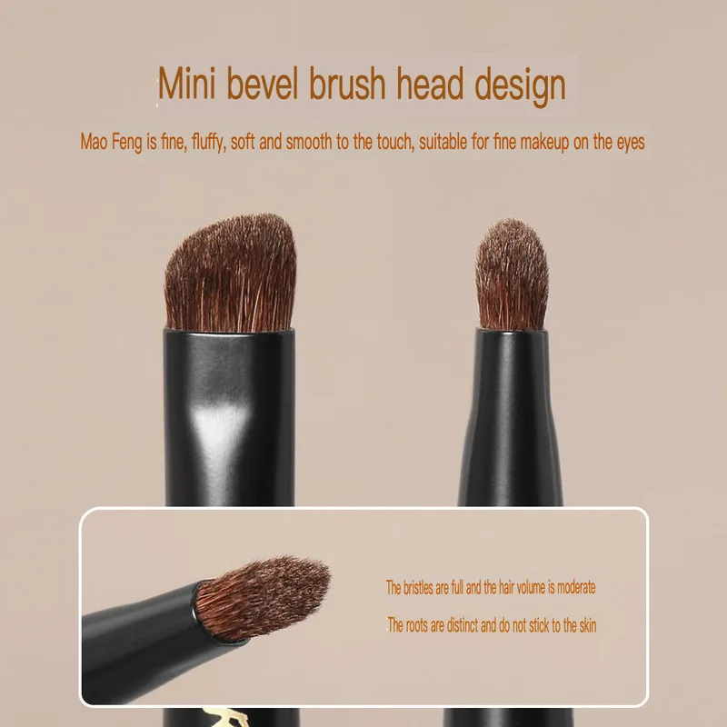 Anti-Aging Sandalwood T74 Angled Eyebrow Brush with Pony Hair Details for Lower Eyelid And Aegyo-Sal Portable Beginner-Friendly